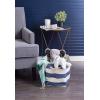 imageDII Durable Woven Striped Storage Bin Collapsible with Soft Rope Handles Reinforced with Metal Grommets Medium 15x10x12 PinkNautical Blue
