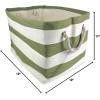 imageDII Durable Woven Striped Storage Bin Collapsible with Soft Rope Handles Reinforced with Metal Grommets Medium 15x10x12 PinkOlive Green