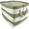imageDII Durable Woven Striped Storage Bin Collapsible with Soft Rope Handles Reinforced with Metal Grommets Medium 15x10x12 PinkOlive Green