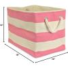 imageDII Durable Woven Striped Storage Bin Collapsible with Soft Rope Handles Reinforced with Metal Grommets Medium 15x10x12 PinkPink