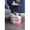 imageDII Durable Woven Striped Storage Bin Collapsible with Soft Rope Handles Reinforced with Metal Grommets Medium 15x10x12 PinkPink