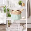 imageDII Jute Storage Collection Collapsible Burlap Diamond Storage Bin Small Round 12x9quot AquaAqua