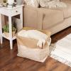 imageDII Jute Storage Collection Collapsible Burlap Diamond Storage Bin Small Round 12x9quot AquaBronze