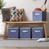 imageDII Non Woven Polyester Storage Bin Polka Dot White ampamp Gold Small Set of 2French Blue  White