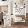 imageDII Non Woven Polyester Storage Bin Polka Dot White ampamp Gold Small Set of 2White  Gold