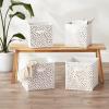 imageDII Non Woven Polyester Storage Bin Polka Dot White ampamp Gold Small Set of 2White  Gold