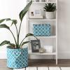 imageDII Polyester Container with Handles Lattice Storage Bin Medium Bright GreenStorm Blue