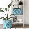 imageDII Polyester Container with Handles Lattice Storage Bin Medium Bright GreenStorm Blue