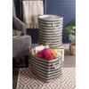imageDII Woven Paper Storage Bin Basketweave Gray ampamp White LargeStone  Black