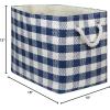imageDII Woven Paper Storage Bin Checkers Aqua Large RectangleNavy