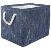 imageDII Woven Paper Storage Bin Metallic Lurex Gray Small RectangleNautical Blue