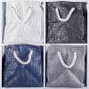 imageDII Woven Paper Storage Bin Metallic Lurex Gray Small RectangleNautical Blue