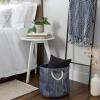 imageDII Woven Paper Storage Bin Metallic Lurex Nautical Blue Small Round