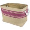 imageDII Burlap Collapsible Storage Bin with Cotton Handles Medium Rectangle 16x10x12 Wine BorderWine Border