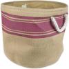 imageDII Burlap Collapsible Storage Bin with Cotton Handles Small Round 12x9 Wine Border