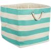 imageDII Durable Woven Striped Storage Bin Collapsible with Soft Rope Handles Reinforced with Metal Grommets Medium 15x10x12 PinkAqua