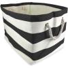 imageDII Durable Woven Striped Storage Bin Collapsible with Soft Rope Handles Reinforced with Metal Grommets Medium 15x10x12 PinkBlack