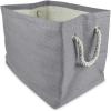 imageDII Durable Woven Striped Storage Bin Collapsible with Soft Rope Handles Reinforced with Metal Grommets Medium 15x10x12 PinkSolid Gray