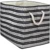 imageDII Woven Paper Storage Bin Basketweave Gray ampamp White LargeBlack  White