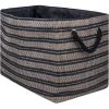 imageDII Woven Paper Storage Bin Basketweave Gray ampamp White LargeStone  Black