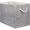 imageDII Woven Paper Storage Bin Diamond Basketweave StoneBlack LargeGrayWhite