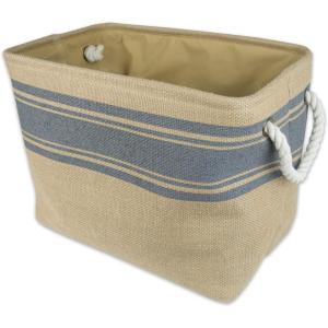 imageDII Burlap Collapsible Storage Bin with Cotton Handles Medium Rectangle 16x10x12 Wine BorderGray
