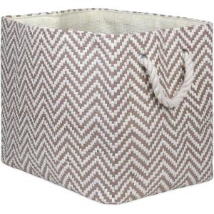 imageDII Chevron Woven Paper Storage Organizer Bin Laundry Hamper Organize Clothing Toys Pet Supplies Accessories Kids ampamp Baby Nursery Basket Medium Rectangle StoneStone