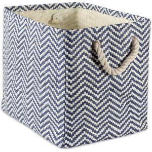 imageDII Chevron Woven Paper Storage Organizer Bin Laundry Hamper Organize Clothing Toys Pet Supplies Accessories Kids ampamp Baby Nursery Basket Medium Rectangle StoneNautical Blue