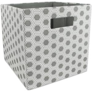 imageDII Collapsible Polyester Storage Cube Honeycomb Gray Small