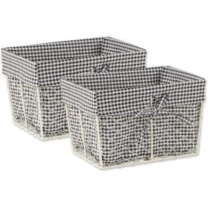 imageDII Farmhouse Chicken Wire Storage Baskets with Liner Medium Antique Black ampamp White Gingham Check 11x788x7quot 2 PieceAntique Black  White Gingham Check
