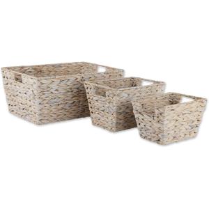 imageDII Hyacinth Collection Storage Baskets Large Set Assorted Sizes Natural 5 PieceWhite Wash