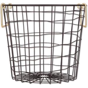 imageDII Metal Wire Mesh Stackable Utility Storage Bin Medium Rectangle 13x11x9 Cool GrayBlackGold