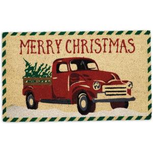imageDII Outdoor Christmas Door Mat Collection Decorative Holiday Doormat Front Porch Dcor 17x29 Holly Jolly Cookie CoFarmhouse Red Truck