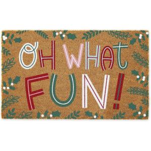 imageDII Outdoor Christmas Door Mat Collection Decorative Holiday Doormat Front Porch Dcor 17x29 Holly Jolly Cookie CoOh What Fun