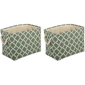 imageDII Polyester Container with Handles Lattice Storage Bin Medium Bright GreenArtichoke