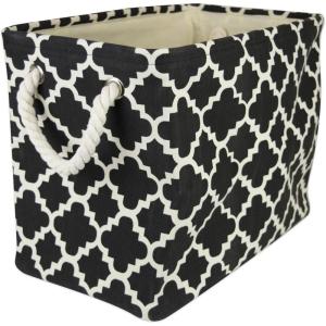 imageDII Polyester Container with Handles Lattice Storage Bin Medium Bright GreenBlack