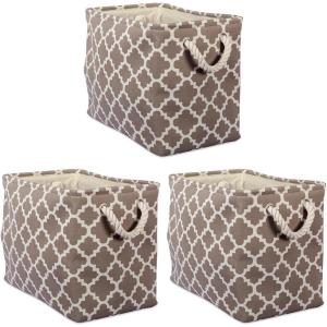 imageDII Polyester Container with Handles Lattice Storage Bin Medium Bright GreenBrown