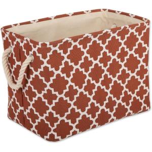 imageDII Polyester Container with Handles Lattice Storage Bin Medium Bright GreenCinnamon