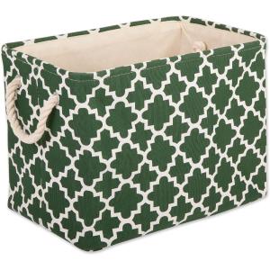 imageDII Polyester Container with Handles Lattice Storage Bin Medium Bright GreenHunter Green