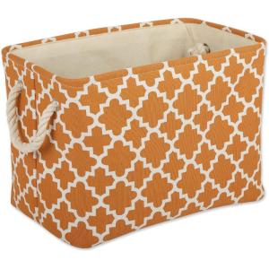 imageDII Polyester Container with Handles Lattice Storage Bin Medium Bright GreenPumpkin Spice