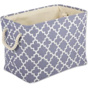 imageDII Polyester Container with Handles Lattice Storage Bin Medium Bright GreenStonewash Blue
