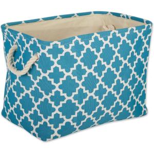 imageDII Polyester Container with Handles Lattice Storage Bin Medium Bright GreenStorm Blue