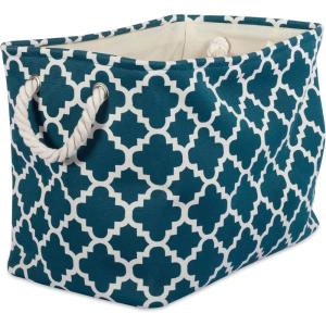 imageDII Polyester Container with Handles Lattice Storage Bin Medium Bright GreenTeal