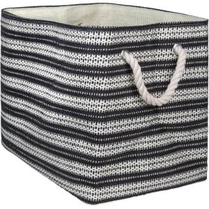 imageDII Woven Paper Storage Bin Basketweave Gray ampamp White LargeBlack  White