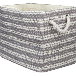 imageDII Woven Paper Storage Bin Basketweave Gray ampamp White LargeGray  White