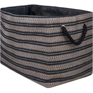 imageDII Woven Paper Storage Bin Basketweave Gray ampamp White LargeStone  Black