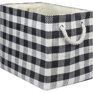 imageDII Woven Paper Storage Bin Checkers Aqua Large RectangleBlack