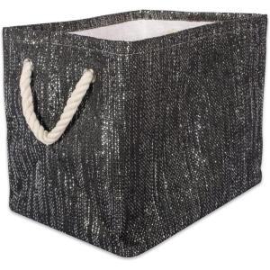 imageDII Woven Paper Storage Bin Metallic Lurex Gray Small RectangleBlack