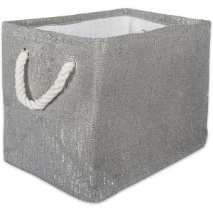 imageDII Woven Paper Storage Bin Metallic Lurex Gray Small RectangleGray
