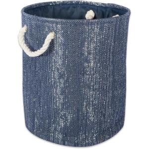 imageDII Woven Paper Storage Bin Metallic Lurex Gray Small RectangleNautical Blue